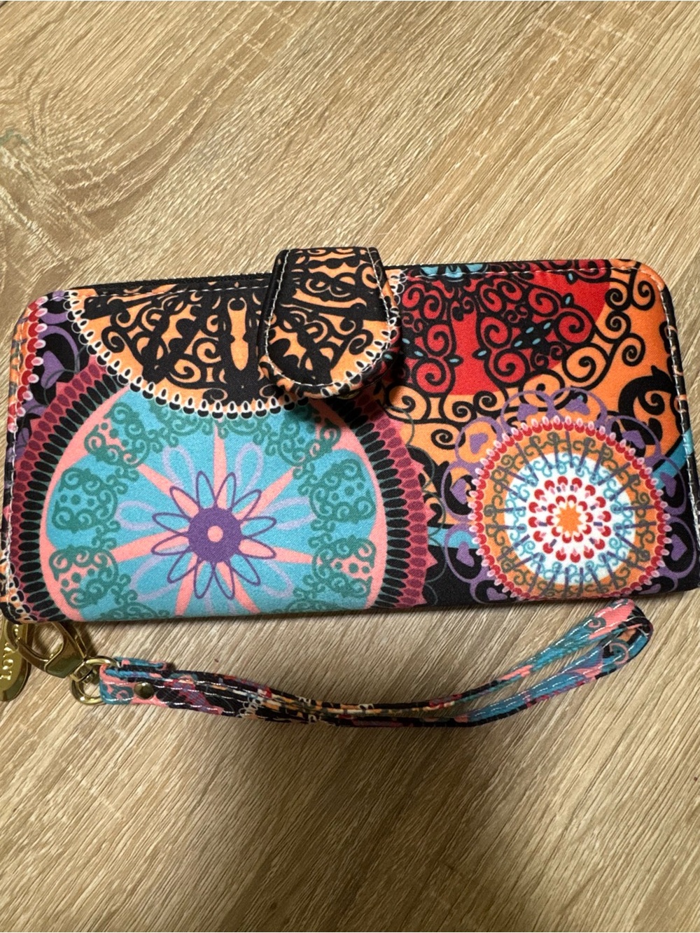 Mandala Print Wristlet Wallet in Multicolor
